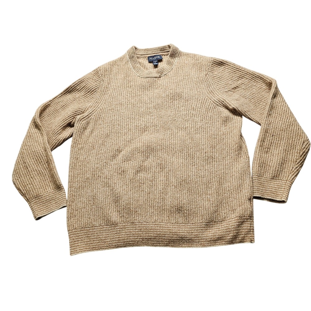 Jos. A. Bank Ribbed Knit Pullover Sweater Mens XL Tan Wool Blend Tailored Fit